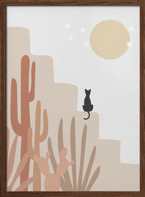 Cat with Cactus Poster