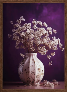 Dry Flowers On Purple Background Poster