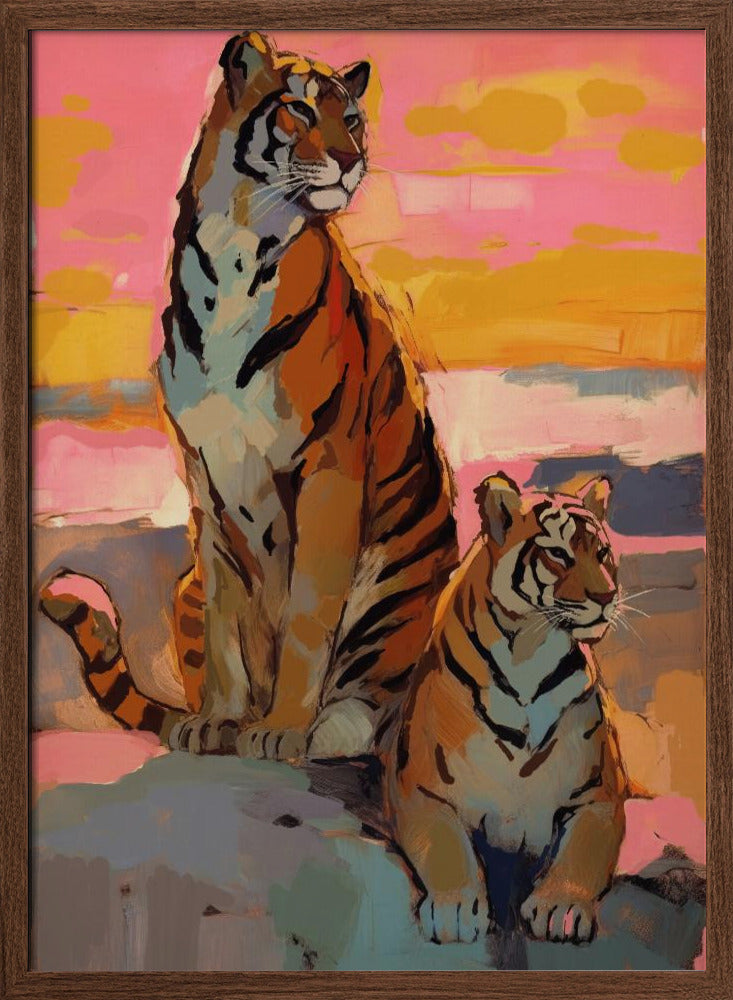 Tigers At Sunset Poster