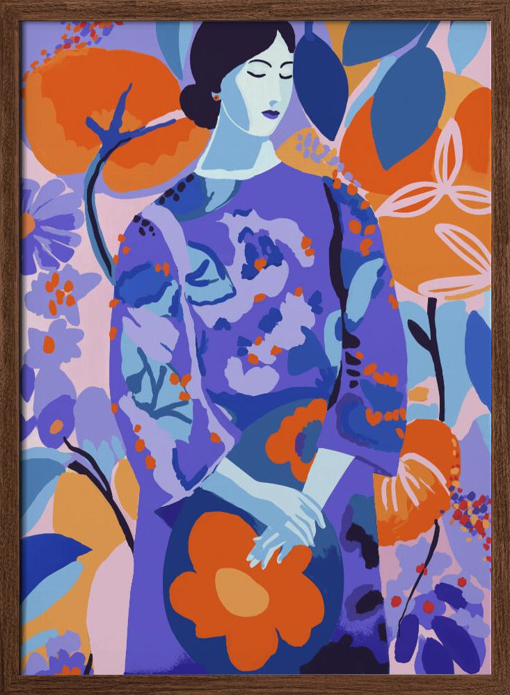 Woman In Flower Garden Poster