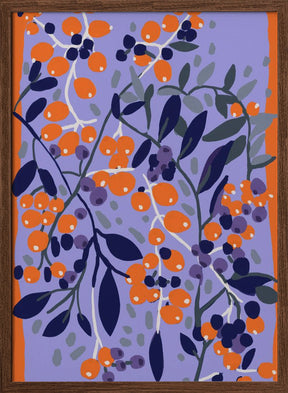 Blue And Orange Berries Poster