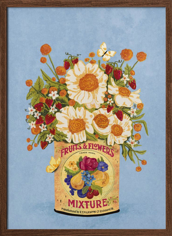 Flowers In a Vintage Tea Can Poster