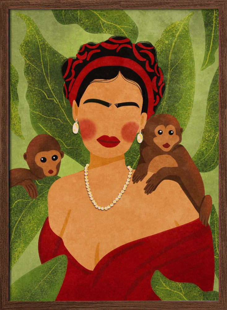 Frida and Monkeys Poster