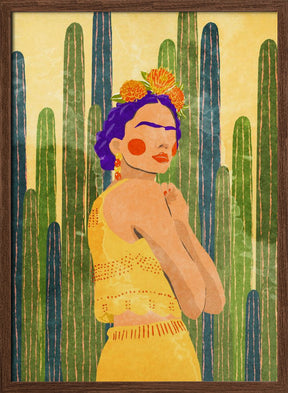 Frida and cacti Poster