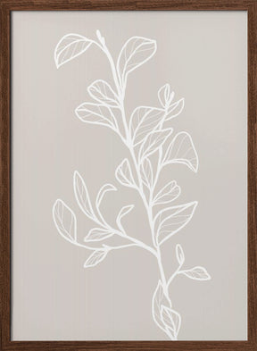 Garran branch with leaves in beige Poster