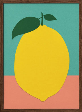 Lemon With Two Leaves Poster