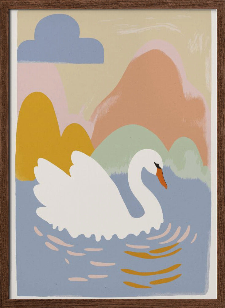 Swan In Lake Poster