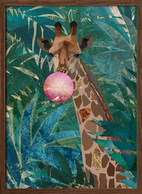 Bubblegum giraffe in the jungle Poster