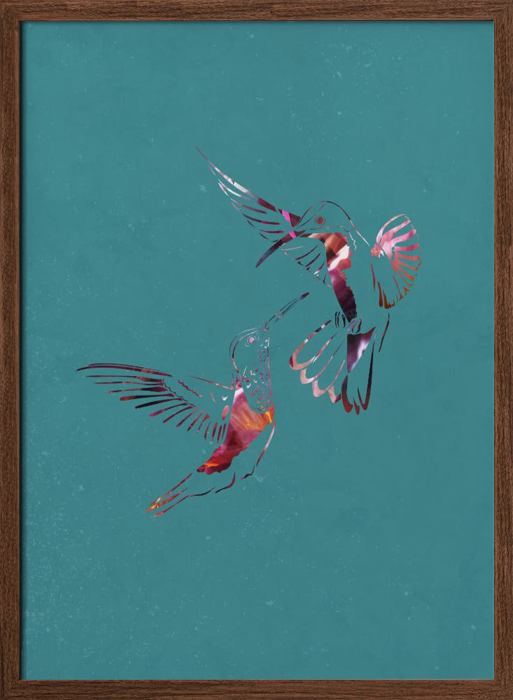 Pink Green Bird Flight Poster