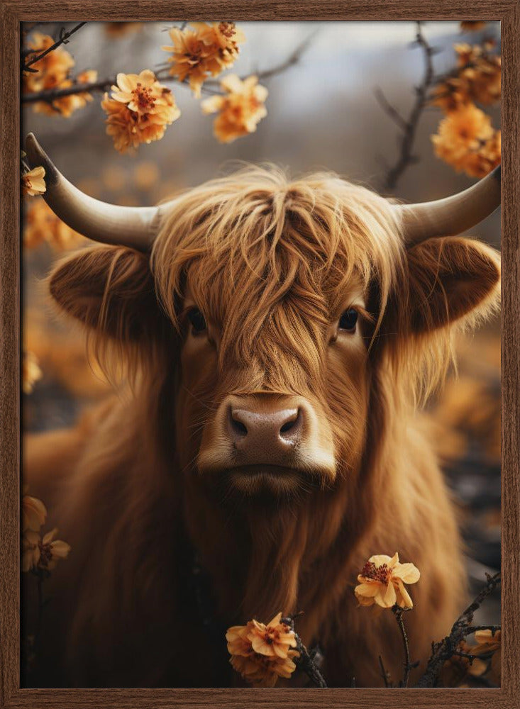 Bull And Flowers Poster