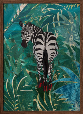 Zebra wearing heels in the jungle Poster