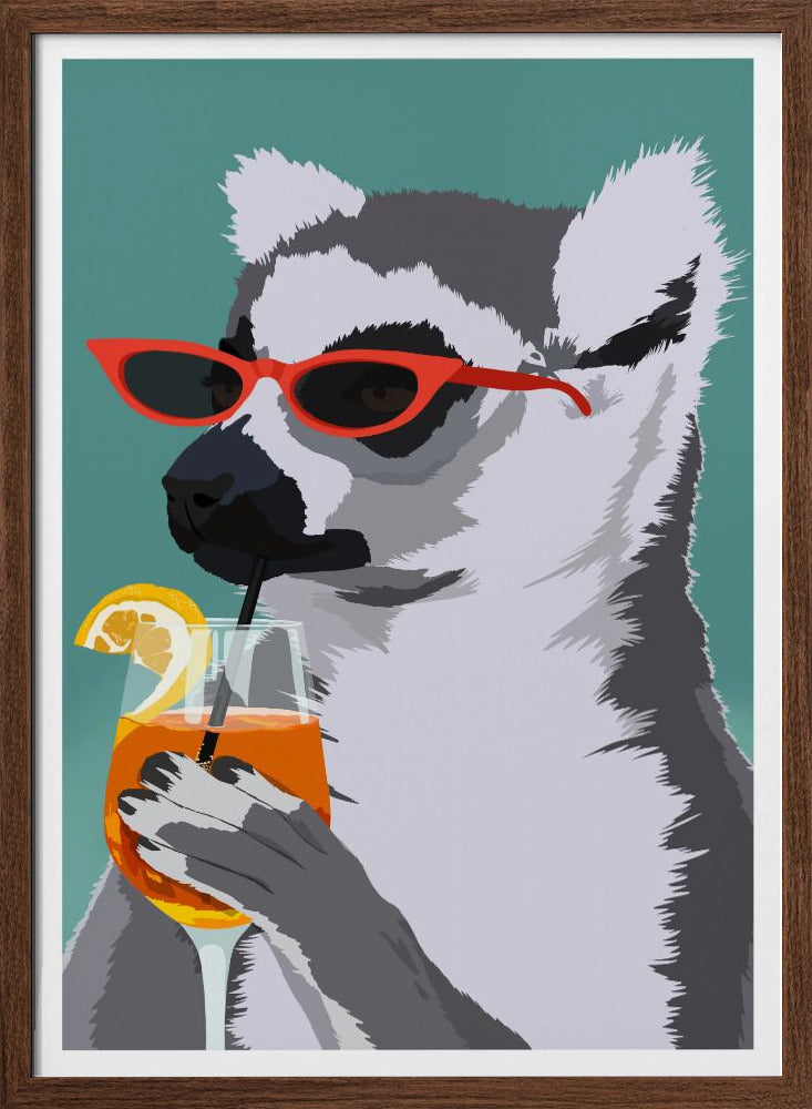 Jugdy Lemur with Drink Poster