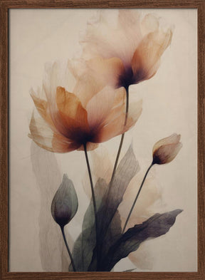 Parchment Flowers No 3 Poster