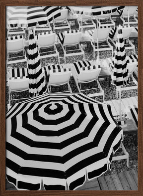 Black and White Beach Umbrellas Poster