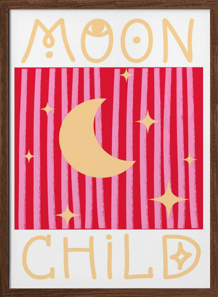 Pink and Red Moon Child Poster