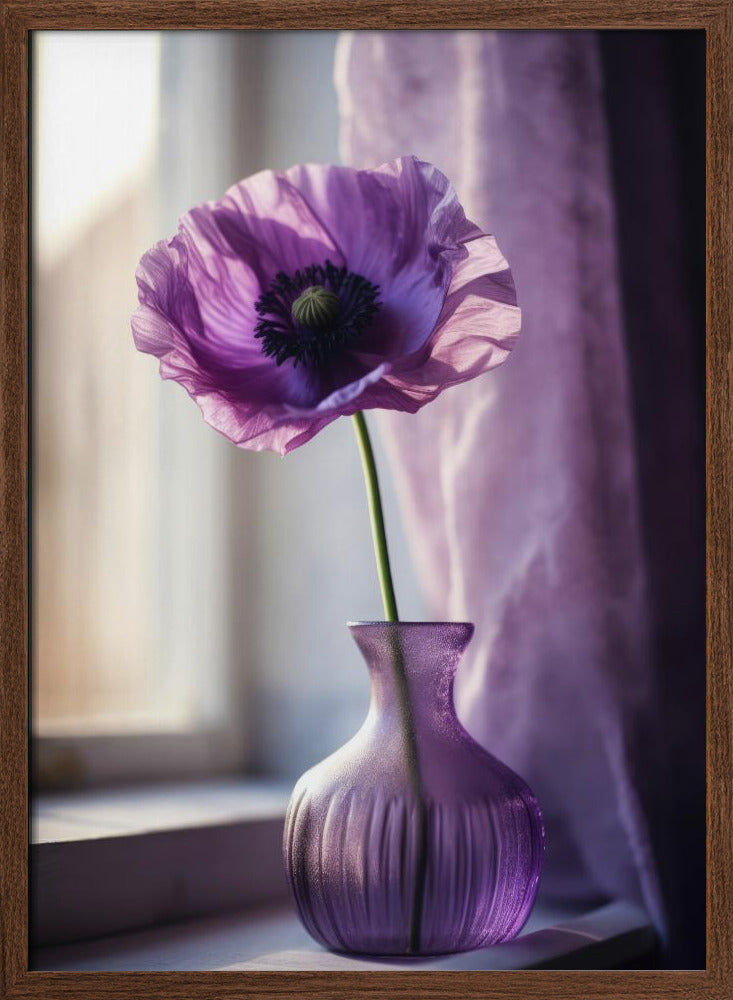 Purple Poppy In Vase Poster