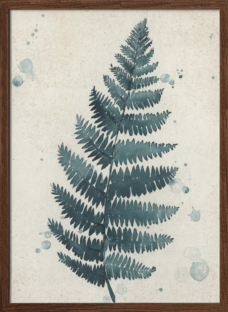 Teal watercolor fern 3 Poster