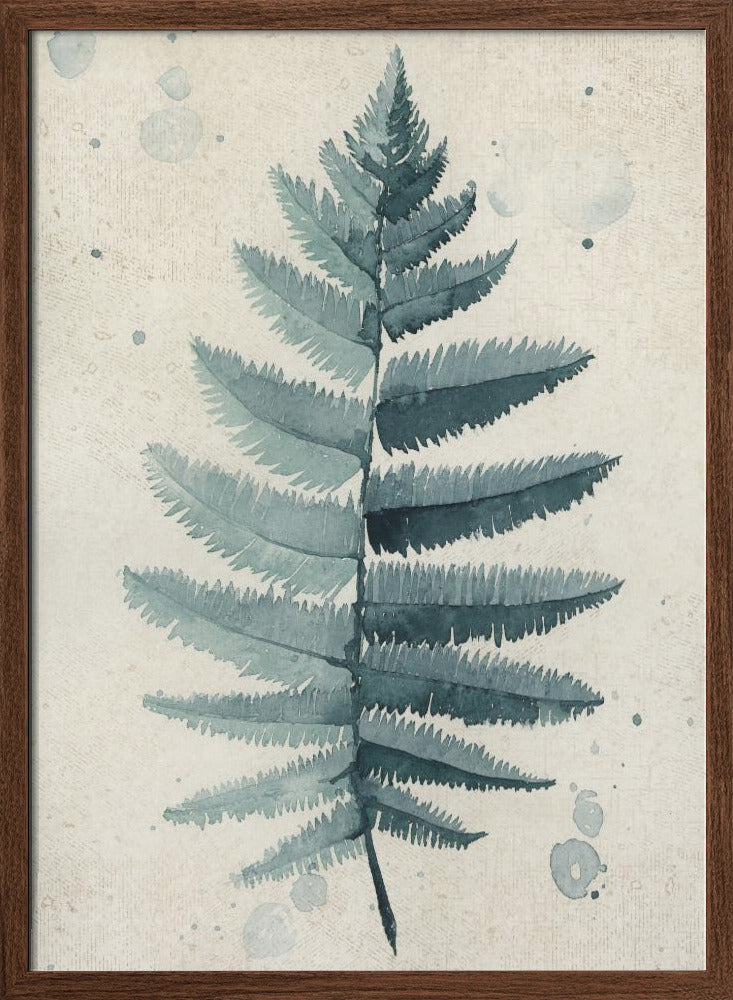 Teal watercolor fern 6 Poster