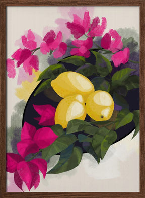 Bougainvillea and lemons Poster