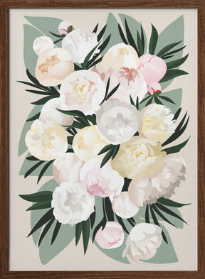 Dara bouquet with leaves and peonies Poster