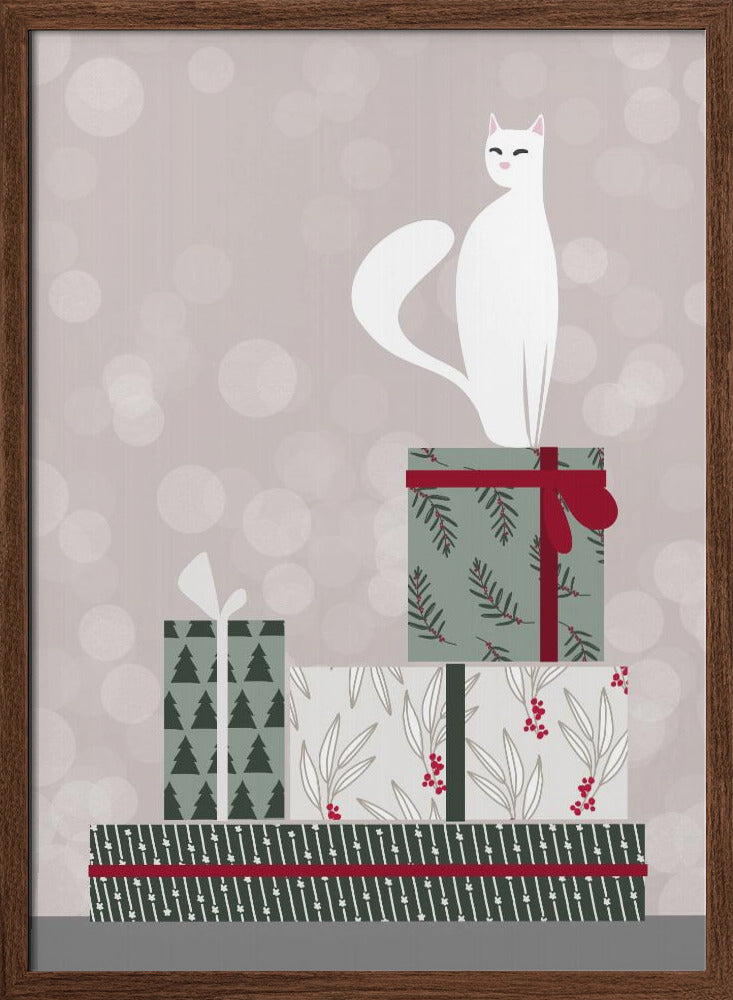 Retro cat and gifts Poster