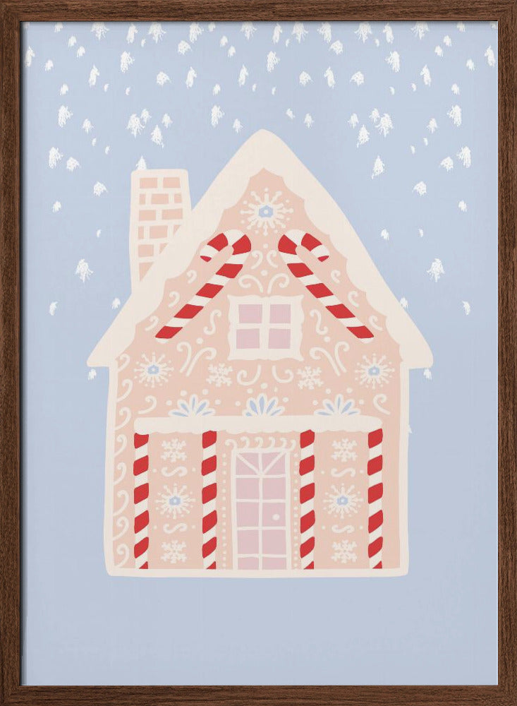 Blue Gingerbread House Poster