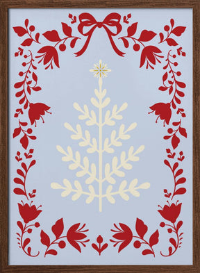 Christmas Tree Blue and Red Poster