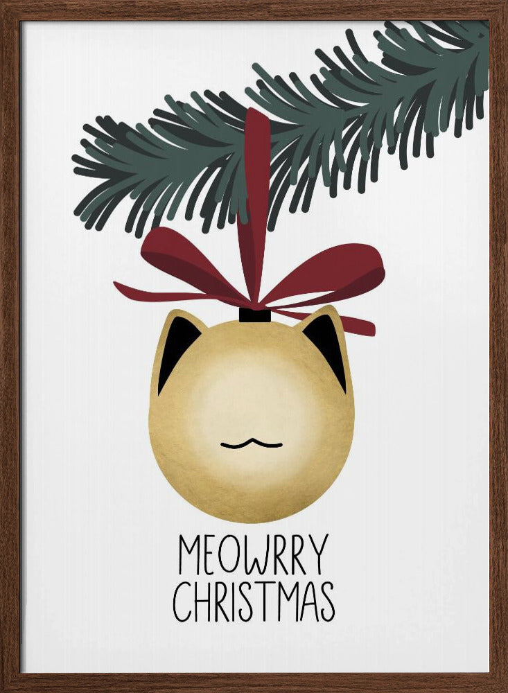 Meowrry Christmas bauble (gold, white) Poster