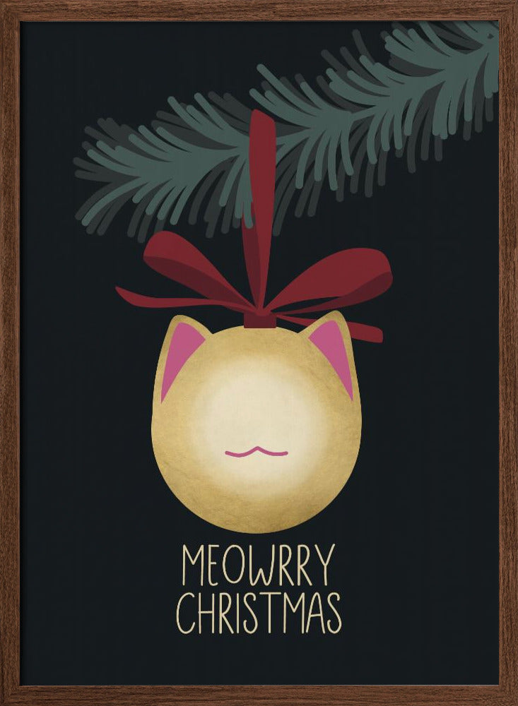 Meowrry Christmas bauble (black, gold) Poster