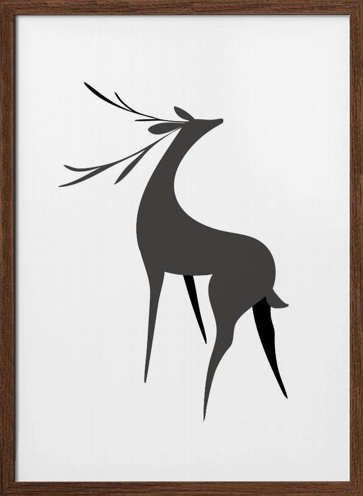 Stylized retro deer (grey) Poster