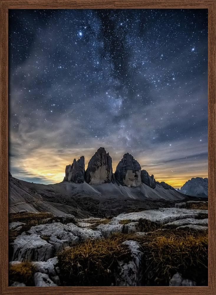 Dolomites at night Poster