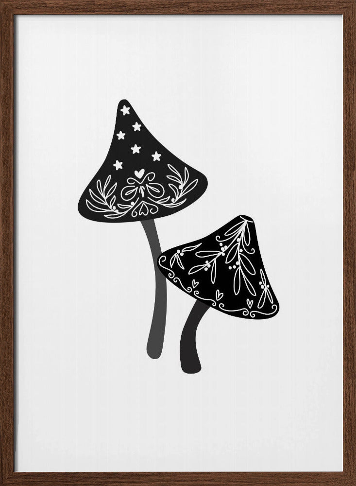 Iced mushrooms in black Poster