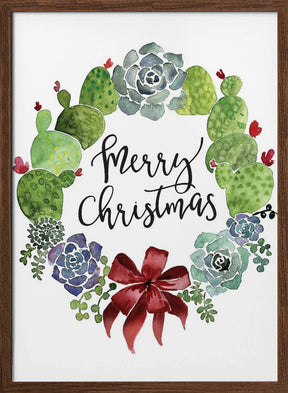 Cacti and succulent merry Christmas wreath Poster