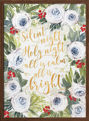 Silent night roses and holiday berries Poster