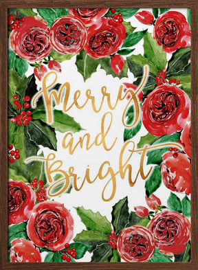 Merry and bright holiday roses Poster