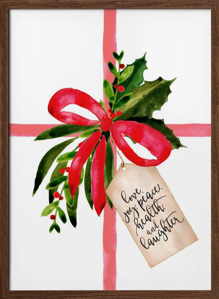 Watercolor gift with holiday wishes Poster