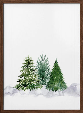 Three watercolor pine trees Poster