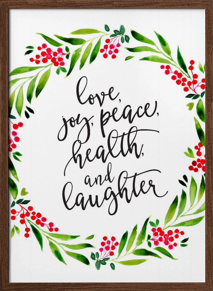 Watercolor wreath with holiday wishes Poster