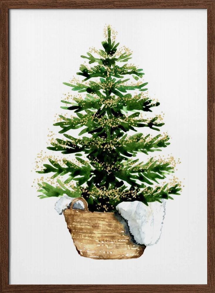 Cozy watercolor Christmas tree (2) Poster