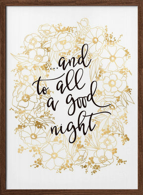 And to all a good night with gold flowers Poster