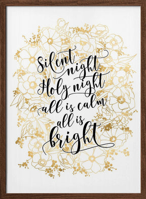 Silent night with gold flowers Poster