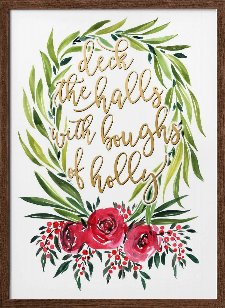 Floral wreath deck the halls Poster