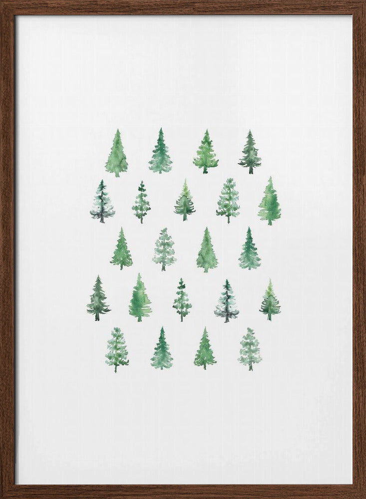 Little watercolor Christmas trees Poster