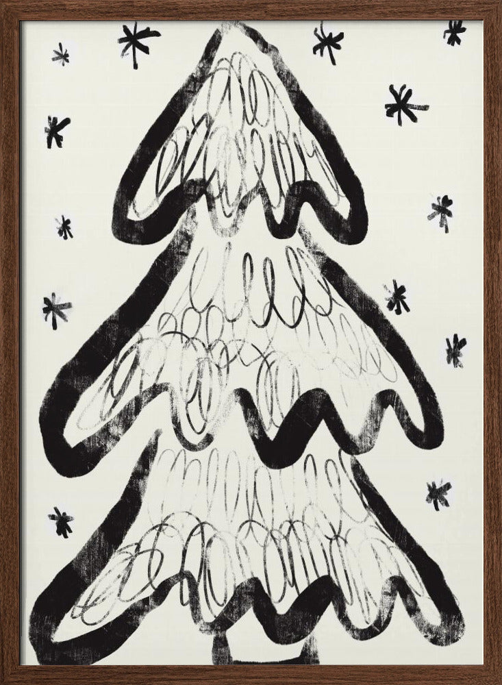 Christmas Tree And Snow (White) Poster