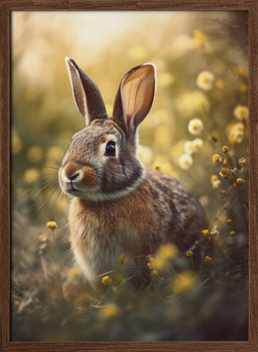 Bunny in Flower Field Poster