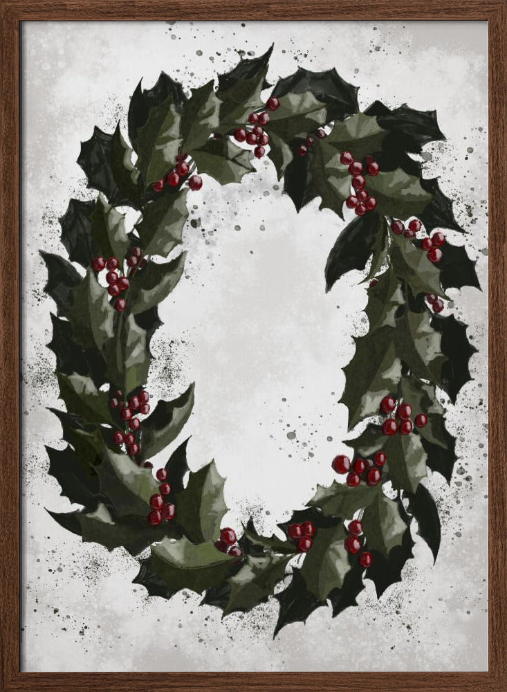 Splatters holly wreath Poster