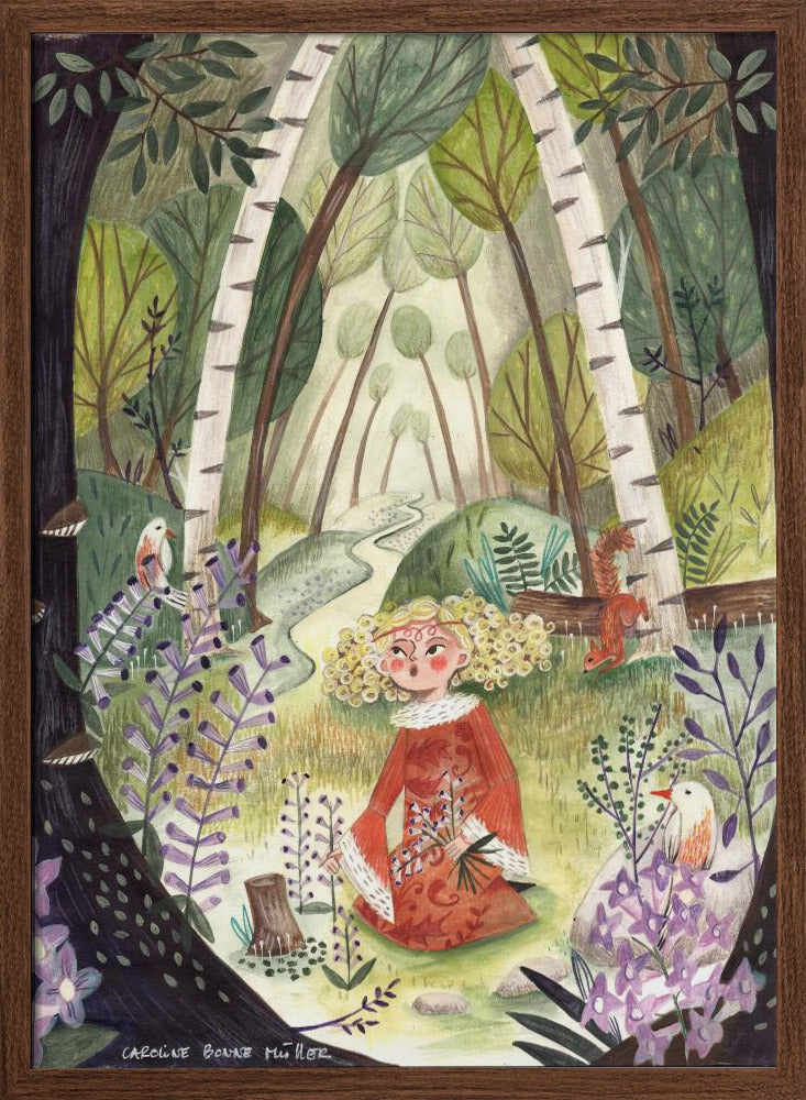 Princess in the forest with flowers Poster