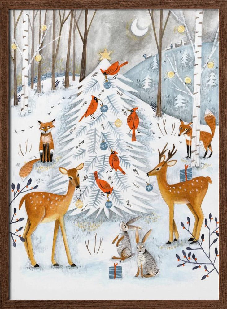 Christmas in the winter animal forest Poster