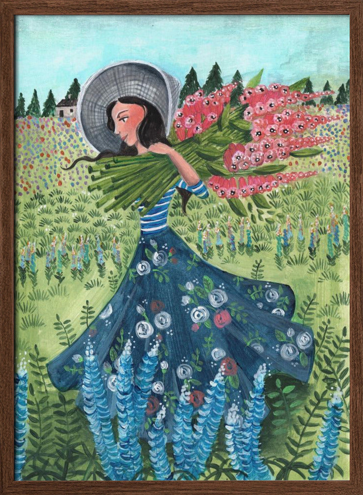 Walking with fieldflowers Poster