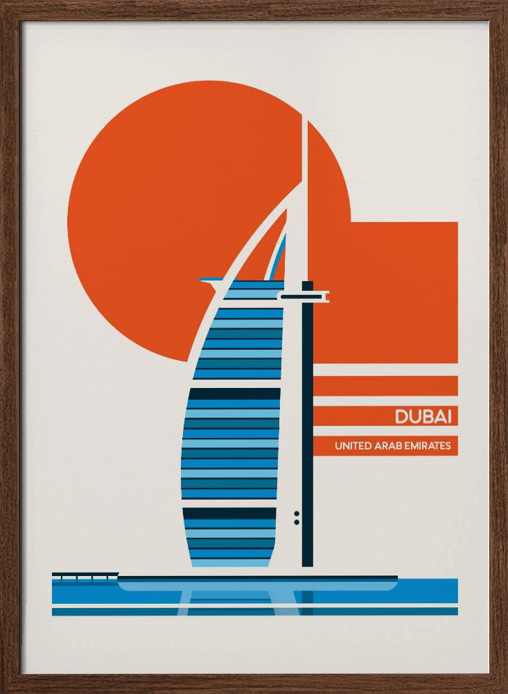 Dubai Burj Al Arab Minimalist Retro Travel Print Poster